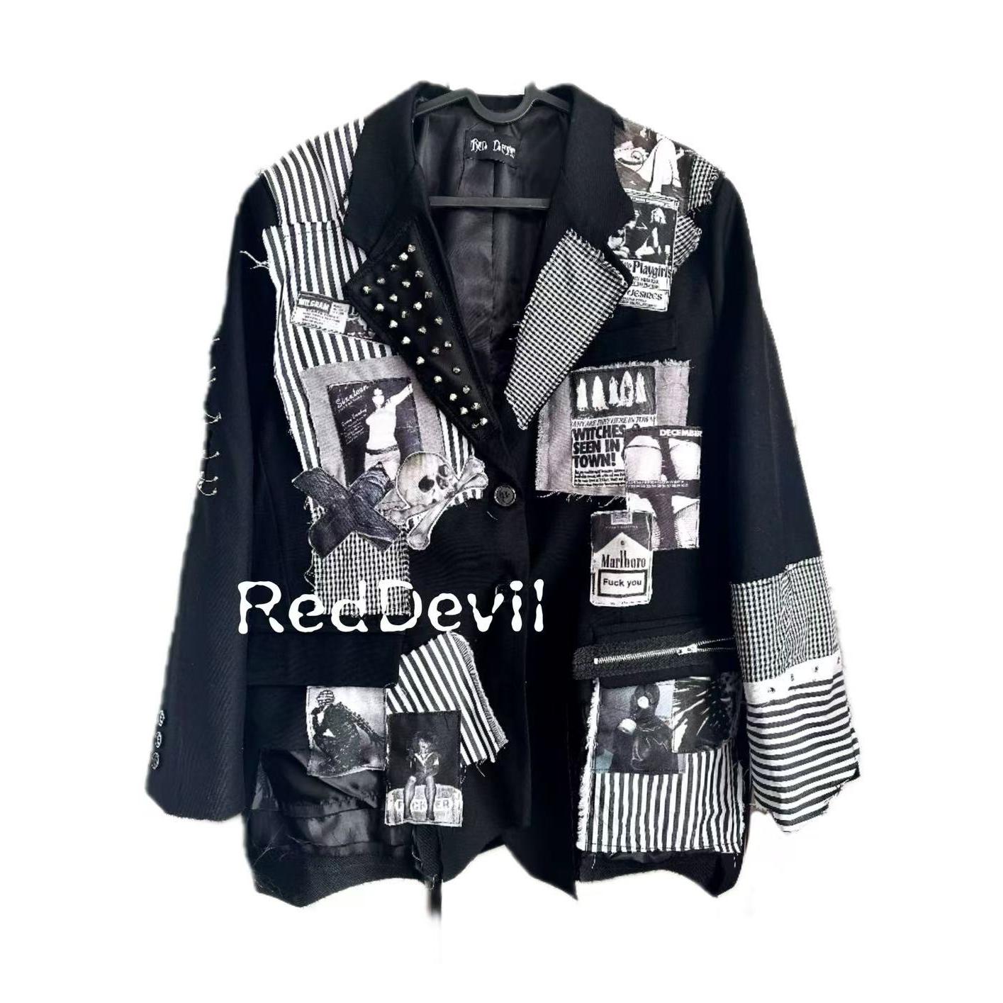 【AGD】RedDevil亚文化remake破烂贴布中性廓形西装小众朋克外套