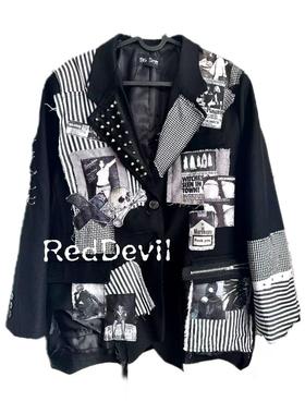 【AGD】RedDevil亚文化remake破烂贴布中性廓形西装小众朋克外套