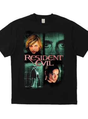 LeftOVEr原创生化危机电影恶搞致敬亚文化小众短袖纯棉t恤黑白男