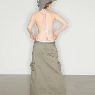 【AGD】AXYPAGES渐变缎面光泽感三角杯比基尼泳衣女露背绑带泳衣