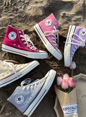 冬季新款烟雾灰男鞋1970s高帮帆布鞋学生经典款低帮板鞋粉色女鞋