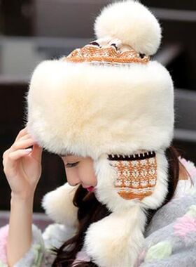 女保暖针织帽毛线蒙古滑雪帽帽子