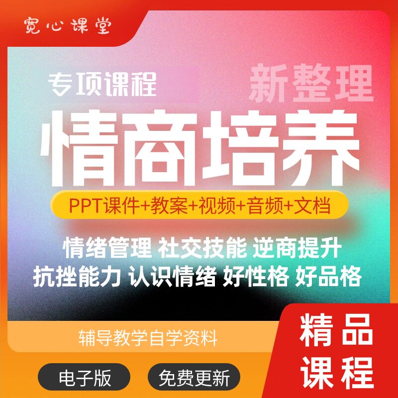 儿童情商课程PPT口才情绪管理人际交往学电子版音视频教程资料