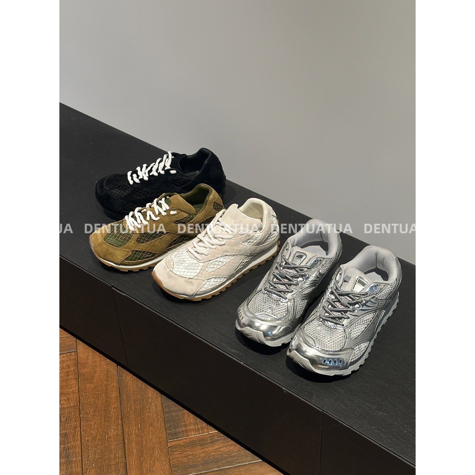 DENTUATUA 出场即巅峰~限量液态银~24新款百搭网面舒适休闲运动鞋,女鞋,时尚休闲鞋,淘宝优惠券,粉丝福利购,淘宝优惠卷