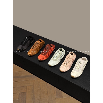 DENTUATUA 行走的蒙德里安！25FW 缎面平底系带休闲芭蕾德训鞋 女