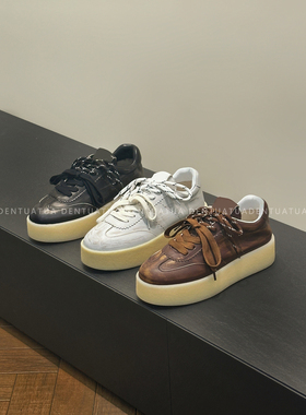 DENTUATUA 做旧擦色 匕备系列！24s新品厚底小白鞋板鞋 女增高3cm