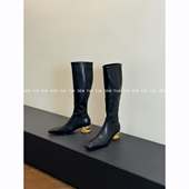 DENTUATUA 修饰脚型高筒瘦瘦靴子女 24ss新品 侘寂风 极简时髦感