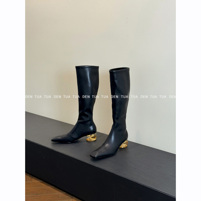 DENTUATUA 侘寂风 极简时髦感！24ss新品修饰脚型高筒瘦瘦靴子女