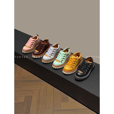 DENTUATUA “Y2K世代的彩虹代码”25FW 拼色厚底户外休闲德比鞋女