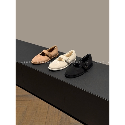 DENTUATUA 绒毛里的诗性优雅！25FW羊羔毛一字扣玛丽珍浅口单鞋女