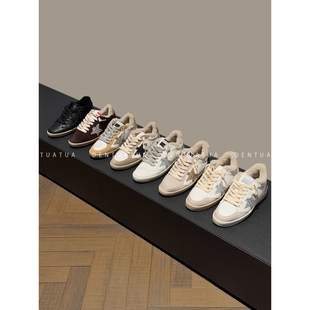 羊皮毛一体做旧星星小脏板鞋 25FW 女 温暖出街匕备 DENTUATUA