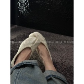 单鞋 DENTUATUA 女 褶皱tabi分趾猪蹄鞋 芭蕾舞鞋 温柔切割白 25ss