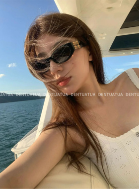 DENTUATUA 气场清晰可见！ 25ss 复古金属显脸小猫眼墨镜太阳镜女