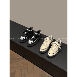 DENTUATUA 千禧复苏宣言！25ss 厚底菱格拼色系带休闲板鞋 女