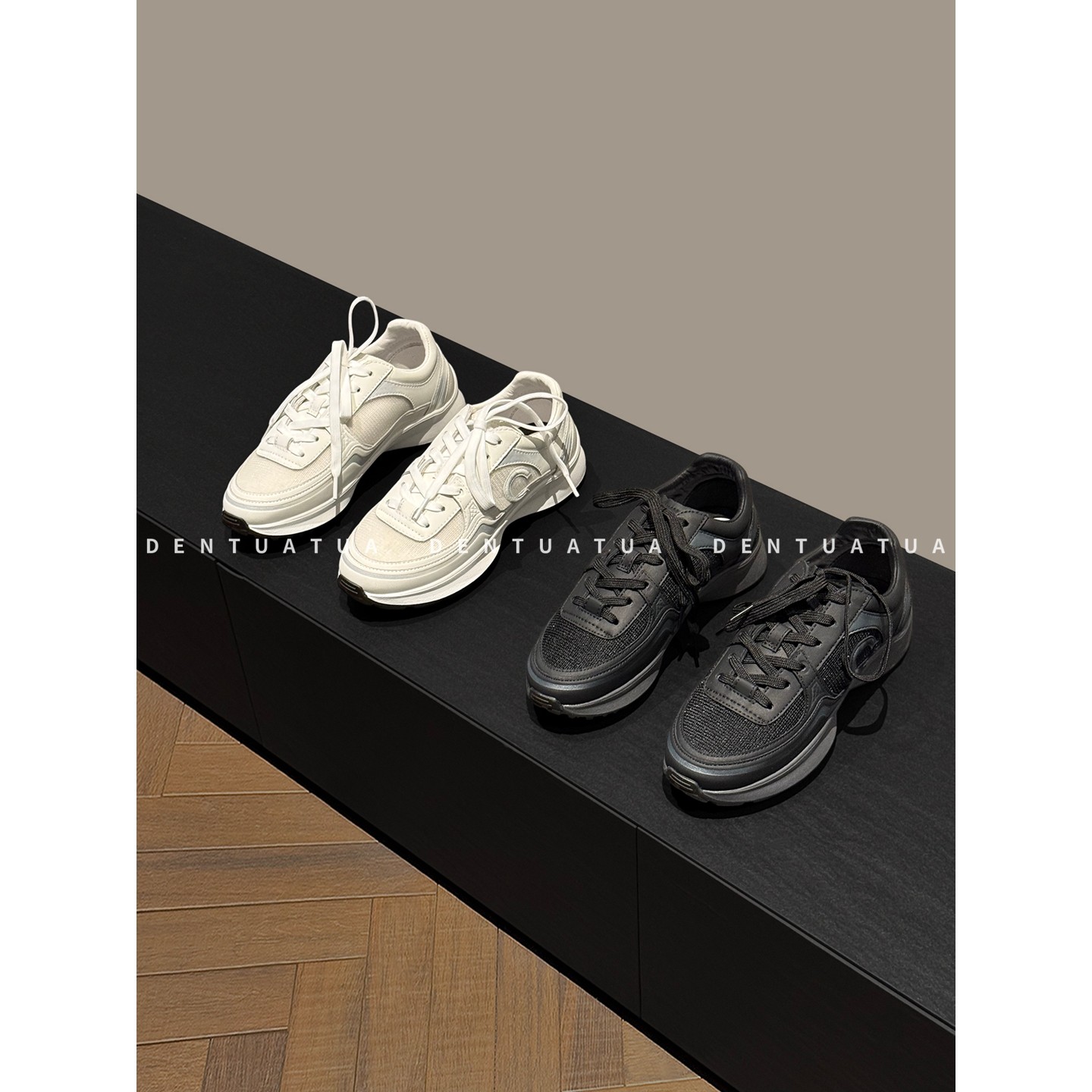 DENTUATUA 凹造型的秘密武器！25FW 拼接系带厚底休闲老爹鞋 女,女鞋,老爹鞋,淘宝优惠券,粉丝福利购,淘宝优惠卷