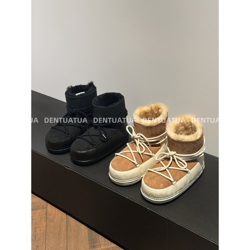 DENTUATUA 乖乖小甜心~走路糯叽叽!25内里冬季加绒厚底保暖雪地靴