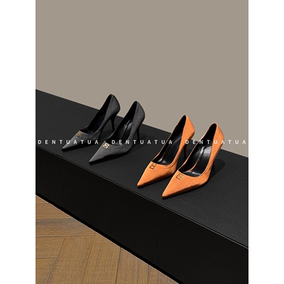 DENTUATUA 派对焦点收割机！25FW 尖头金属扣细高跟浅口单鞋 女