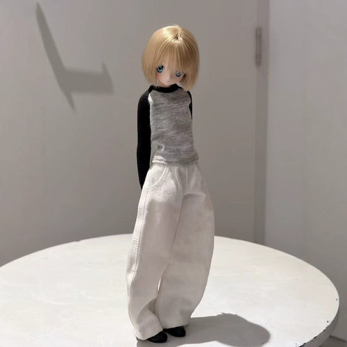 Azone/ob22/blythe/小六娃衣黑灰上衣弯刀裤套装小布休闲套装