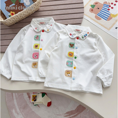 miki儿童全棉长袖T恤翻领内搭衫