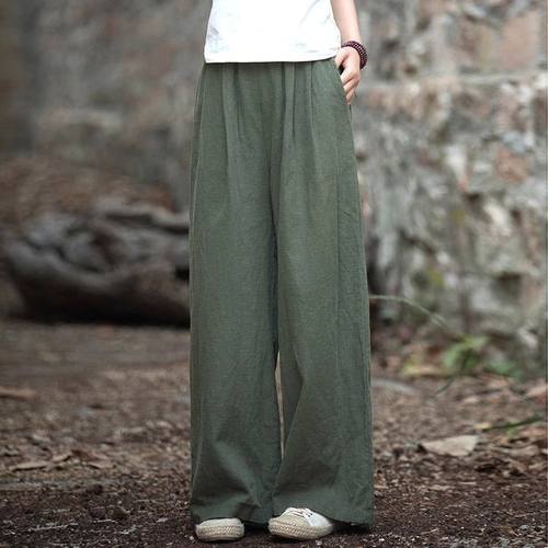 2025新款棉麻阔腿裤女夏亚麻休闲裤高腰垂感大脚裤子垂坠宽松长裤