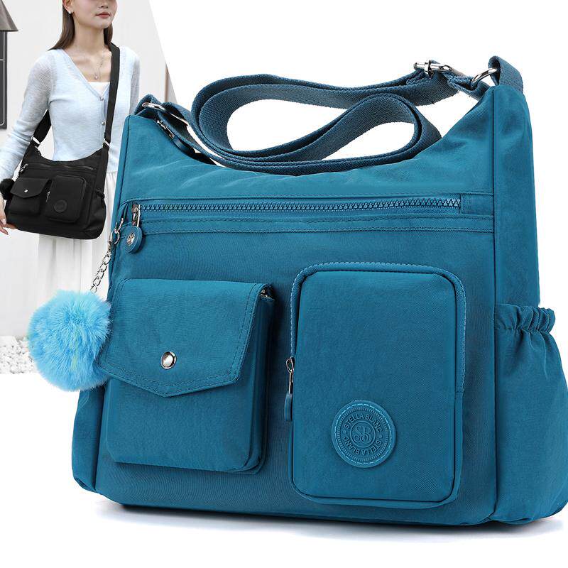 斜挎包女新款时尚休闲韩版女士尼龙布包轻便百搭多隔层妈咪单肩包