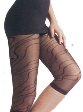 【1双包邮】华高提花薄型天鹅绒七分裤05321三角棉裆女裤袜打底裤