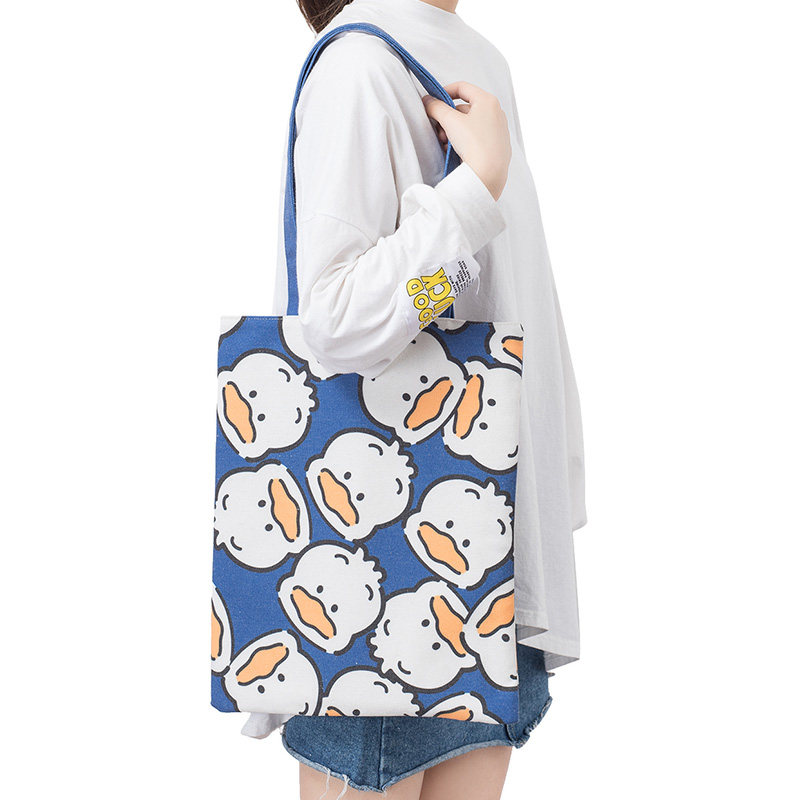totu 帆布托特包 大号单间环保女号 卡通鸭子帆布包 韩版女包新品
