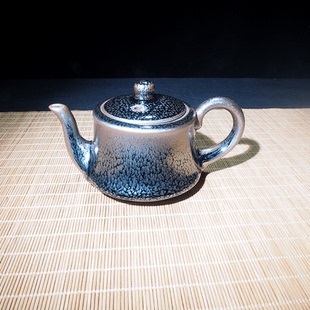 建阳建盏茶壶泡茶油滴手工单壶大号柱础壶家用烧水壶可加热陶瓷壶
