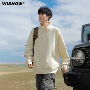 VISHOW半拉链立领卫衣男秋情侣polo衫 上衣 美式 慵懒chic外套长袖
