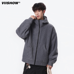 情侣宽松百搭帽衫 连帽卫衣男复古秋季 摇粒绒开衫 VIISHOW潮牌美式