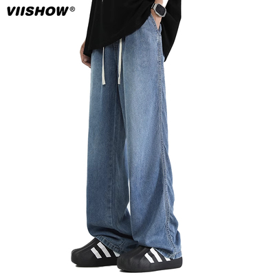 VIISHOW休闲牛仔裤男潮牌春季垂坠感美式复古水洗宽松直筒阔腿裤