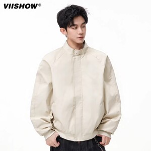VIISHOW美式哈灵顿立领外套男士春季新款宽松棒球服工装教练夹克