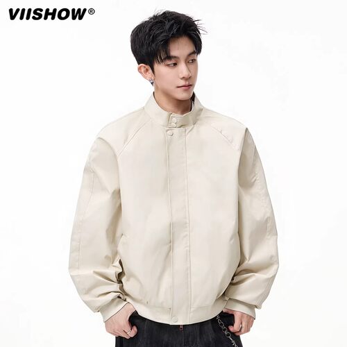 VIISHOW美式哈灵顿立领外套男士春季新款宽松棒球服工装教练夹克