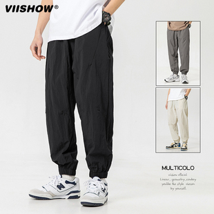 速干运动宽松薄裤 子男潮牌空调九分束脚裤 冰丝休闲裤 VIISHOW夏季