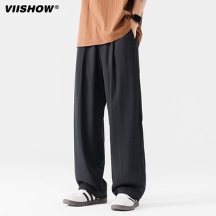 男秋季 潮牌痞帅裤 薄款 高级感直筒裤 子 宽松垂感阔腿裤 VIISHOW西裤