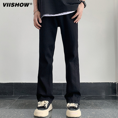 VIISHOW美式高街黄泥染牛仔裤男潮流潮牌水洗做旧复古流行休闲