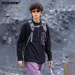 VIISHOW潮牌户外巴塔波浪半拉链圆领卫衣男女款保暖抓绒长袖T恤