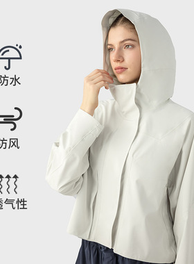 DAW013高品质秋冬连帽风衣外套防风透气冲锋衣女士运动防水登山服