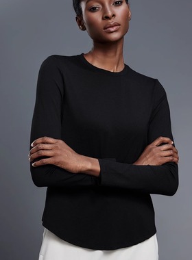 D25148秋季瑜伽服女长袖速干透气跑步健身上衣宽松休闲运动t恤衫