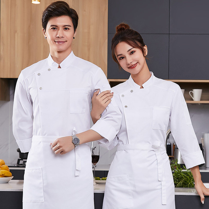 高档纯棉厨师长袖火锅饭店工作服