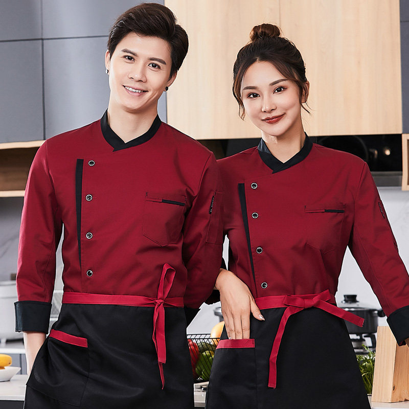 高档厨师服长袖纯棉男餐饮饭店面点烘焙学校厨师工作服短袖女定制