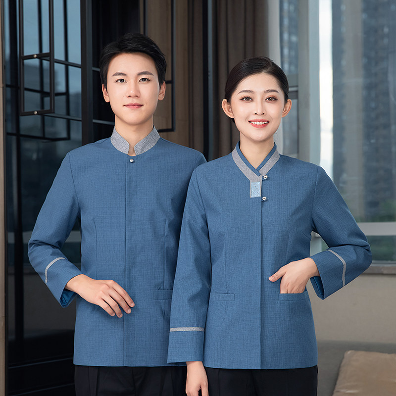 新款方格保洁员工作服秋冬季小区物业清洁会所制服长袖定制印logo