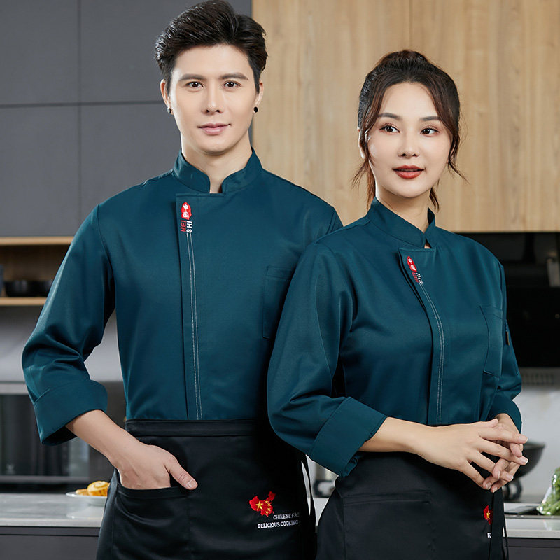 新款高档餐饮酒店厨师服长袖