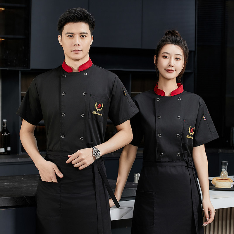 2024厨师服短袖男酒楼饭店夏季工衣餐饮烘焙茶楼后厨房工作服长袖