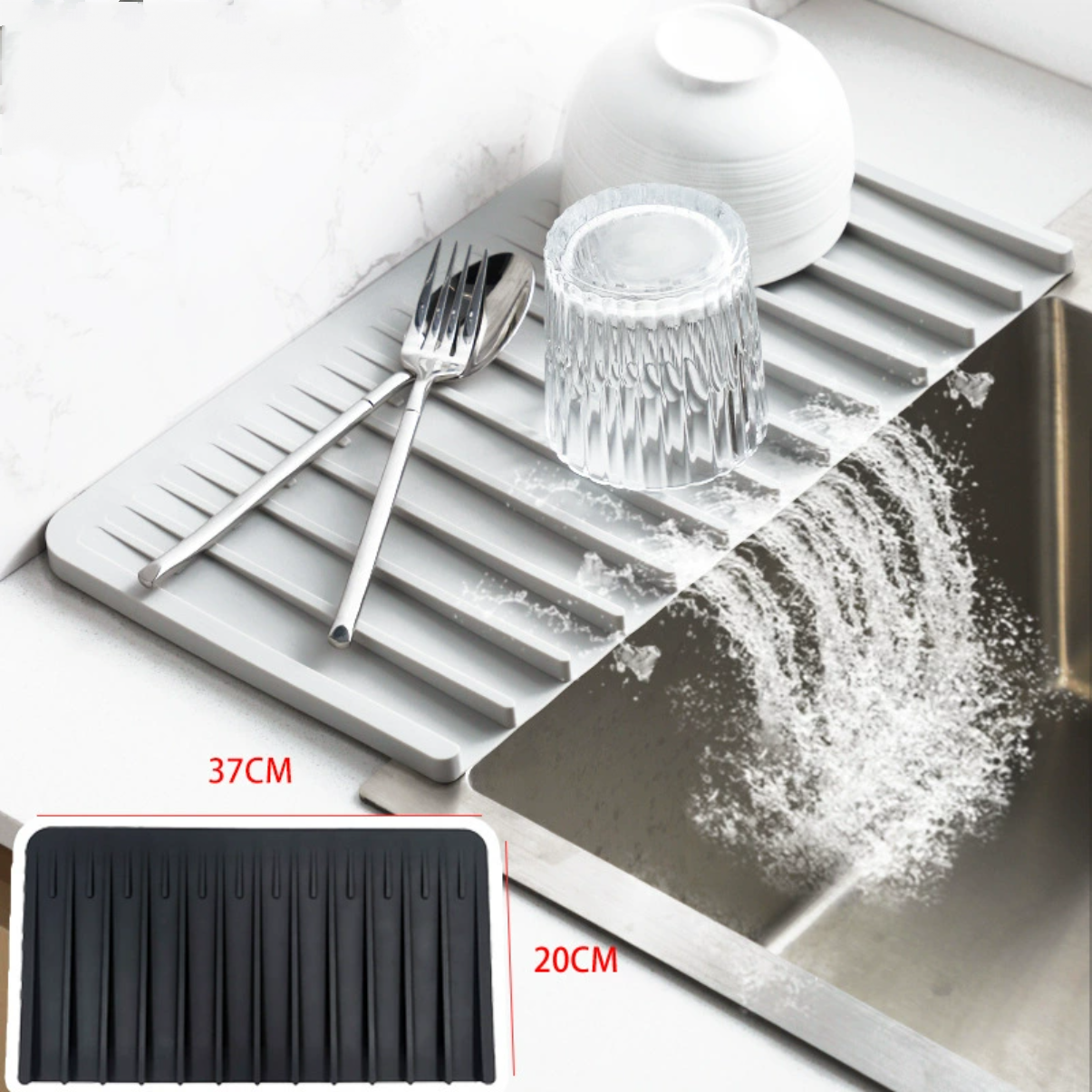 厨房沥水垫硅胶水槽沥水垫碗筷防水防滑斜坡导流洗手台硅胶干物垫