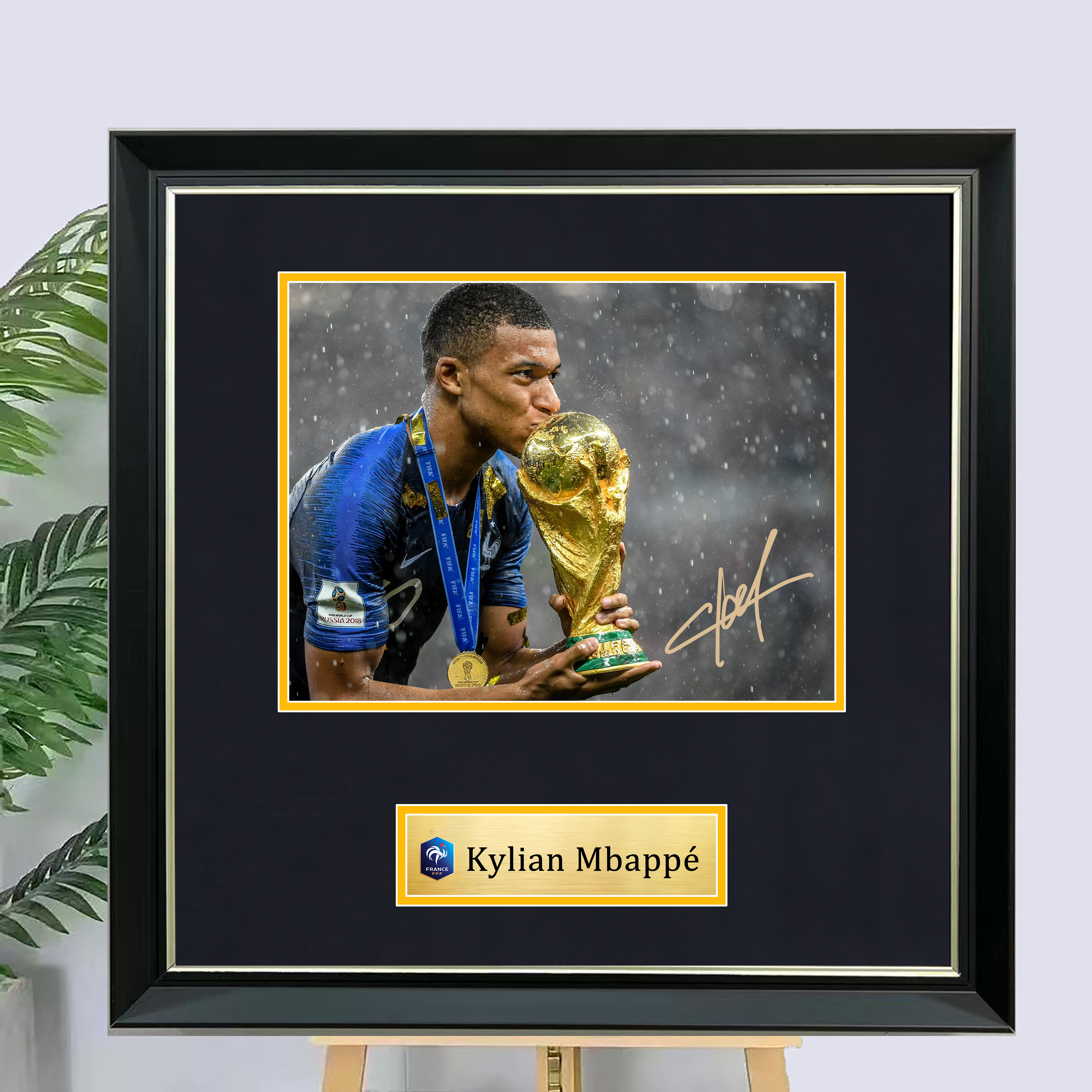 定制足球姆巴佩签名照片装裱相框裱框球衣装饰画NBA海报裱框收藏