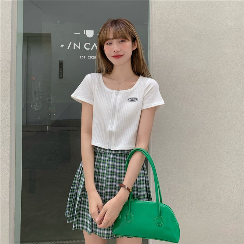 Real shot! Real price! Korean version of summer simple versatile pit stick slim Short Sleeve Tee