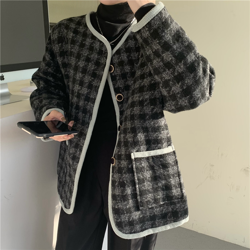 ! Real shot! Real price! Ins autumn and winter retro fragrance cotton heavy woolen coat