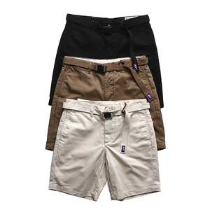 Ben Steven紫标卡扣腰带短裤男复古百搭美式休闲裤直筒斜纹工装裤