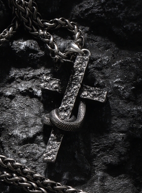 潮牌日韩十字架项链钛钢吊坠